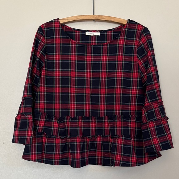 Copper Key Tops - Copper Key women’s plaid ruffled top